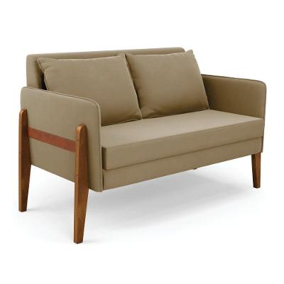 Namoradeira 2 Lugares Lana Suede Base De Madeira - D'rossi Cor Marrom Rato
