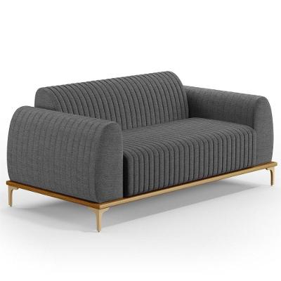 Sofá 210cm 3 Lugares Base Gold Molino D06 Linho C-416 Cinza