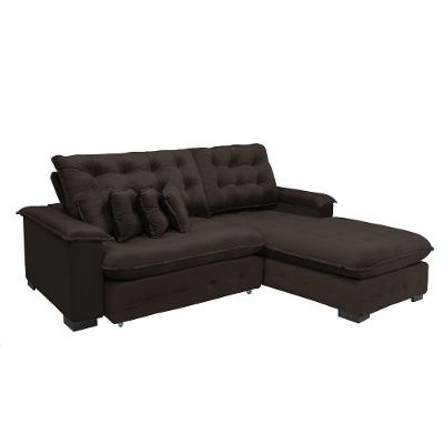 Sofá Berlin 2.65x2.10m Com Chaise Super Pillow Top - Marrom