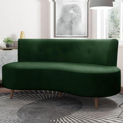 Sofá Living 2 Lugares 160cm Aang Pés Palito Veludo Verde G33 - Gran Belo