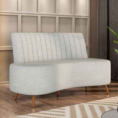 Sofá Living Decorativo 2 Lugares 1,60m Katara Cinza Claro Linho G33 - Gran Belo