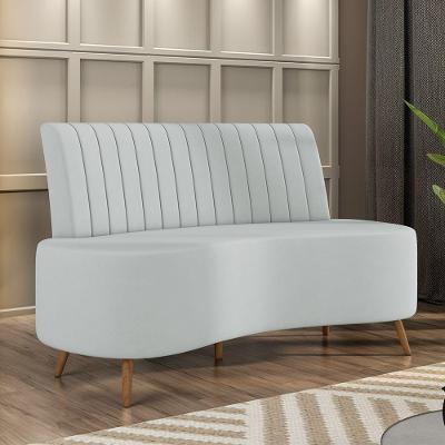 Sofá Living Decorativo 2 Lugares 1,35m Katara Cinza Claro Veludo G33 - Gran Belo