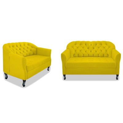 Kit Namoradeira E Poltrona Julia Suede Amarelo