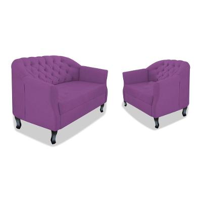 Kit Namoradeira E Poltrona Julia Suede Roxo
