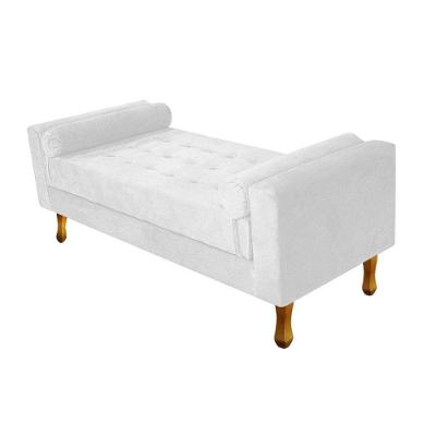Recamier Baú Félix Solteiro 100cm Suede Branco
