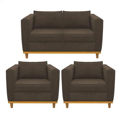 Kit Sofá 2 Lugares e 2 Poltronas Europa Suede Marrom