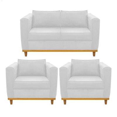 Kit Sofá 2 Lugares e 2 Poltronas Europa Suede Branco