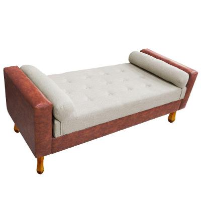 Recamier Félix Solteiro 90cm Corano Nozes e Linho Bege