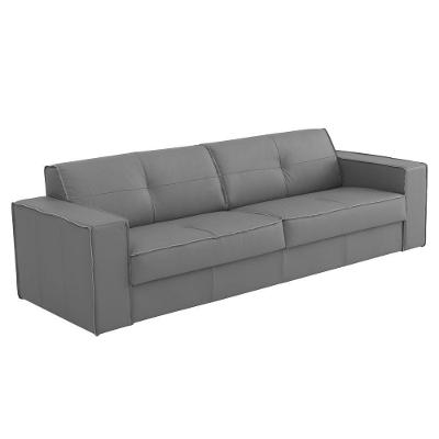 Sofá 2 Lugares Pés Madeira Laus 158 cm Couro Cinza