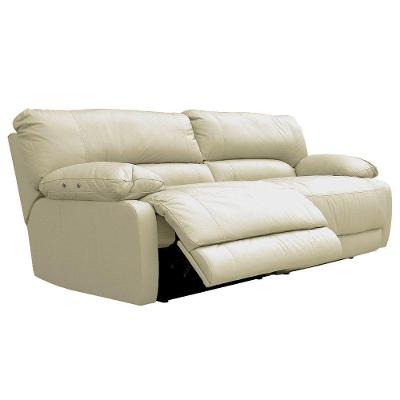 Sofá 3 Lugares Reclinável Elétrico Asmará 228cm Couro Off White Gran Belo
