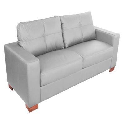 Sofá 2 Lugares Pés Madeira Kenny 160cm Couro Cinza