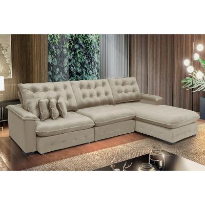 Sofá Berlin 3.85x2.10m Com Chaise Super Pillow Top - Bege
