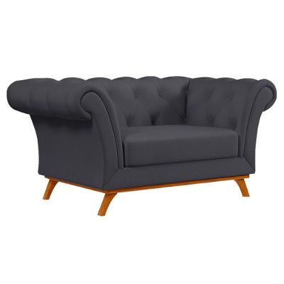 Sofá Para Sala De Estar 150cm 1 Lugar Base Madeira Império C-03 Corano Cinza - Domi