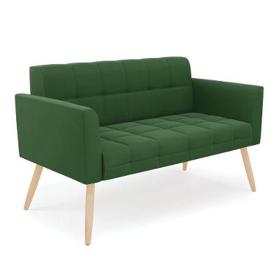 Sofá Namoradeira Elisa Suede Verde Pés Palito Natural - D'rossi