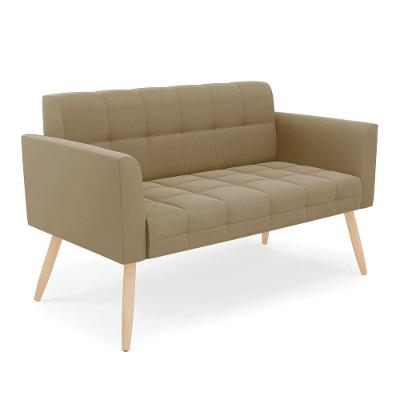Sofá Namoradeira Elisa Suede Pés Palito Natural - D'rossi Cor Marrom Rato
