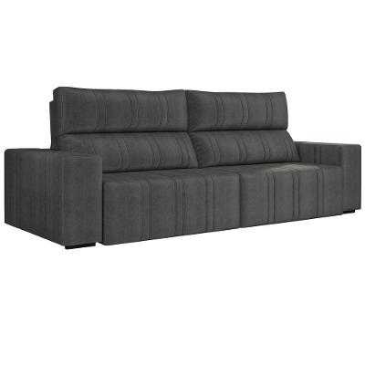Sofá Retrátil 274cm Leonel Suede Grafite Gran Belo