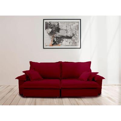 Sofá Paris 2.30m Retrátil E Reclinável Super Pillow -vinho