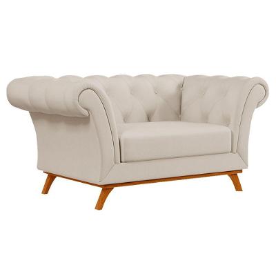 Sofá Para Sala De Estar 150cm 1 Lugar Base Madeira Império C-26 Corano Bege - Domi