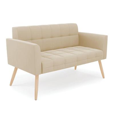 Sofá Namoradeira Elisa Suede Pés Palito Natural - D'rossi Cor Bege