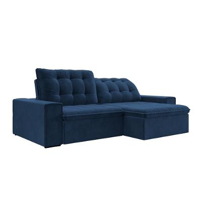 Sofá Retrátil 294cm Gabi Suede Azul Marinho Gran Belo
