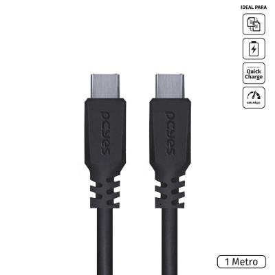 Cabo Para Celular Smartphone Usb Tipo C 2.0 Para Usb Tipo C / Type C 2.0 1 Metro Preto - Pucp-01