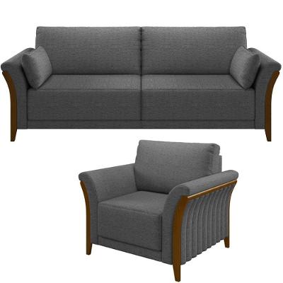 Kit Sofá 02 Lugares 162Cm Com Poltrona M03 Chumbo