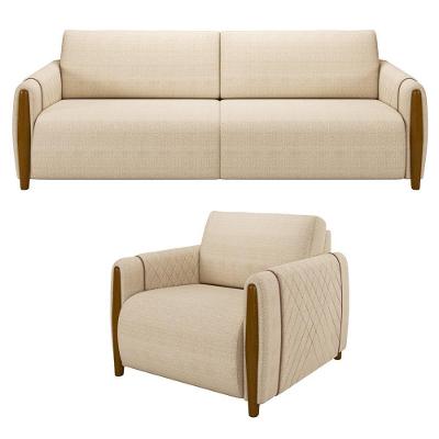 Kit Sofá 02 Lugares 168Cm Com Poltrona Flora M03 Bege