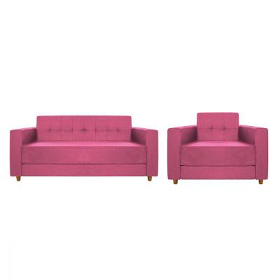 Kit Sofá 2 Lugares e Poltrona Denver Corano Pink