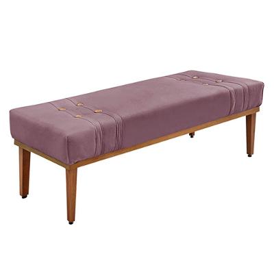 Recamier Decorativo 90cm Veludo Pés De Madeira Uva