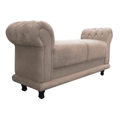 Recamier Barcelona Suede Bege com Strass