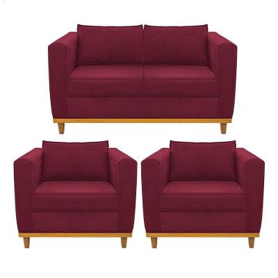 Kit Sofá 2 Lugares e 2 Poltronas Europa Suede Bordô