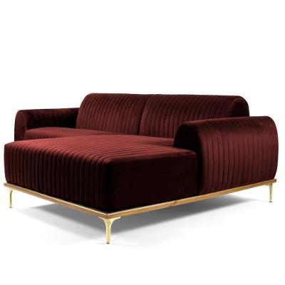 Sofá 4 Lugares com Chaise Base de Madeira Euro 265 Cm Vinho
