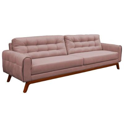 Sofá 3 Lugares Sala de Estar Eros 180cm Veludo Rosê