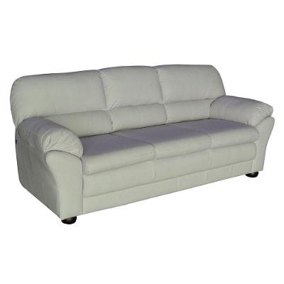 Sofá 3 Lugares Sala de Estar Pés Madeira 212cm Laura Couro Off White Gran Belo
