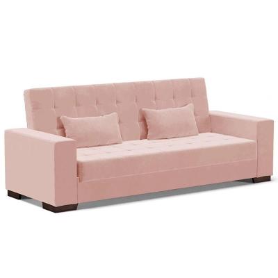 Sofá Cama Decorativo 210Cm Beesley Veludo Rose - Gran Belo