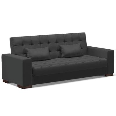 Sofá Cama Decorativo 210Cm Beesley Pu Preto Fosco