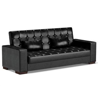 Sofá Cama Decorativo 210Cm Beesley Pu Preto Brilho