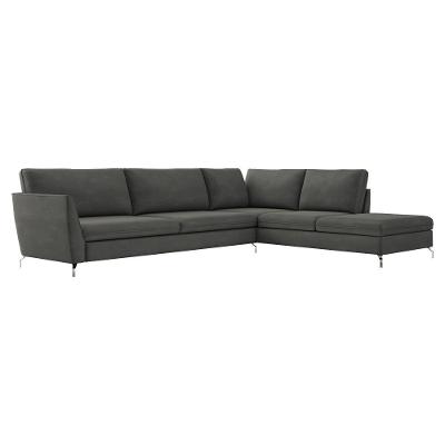 Sofá de Canto Direito 282cm Olívia Suede Grafite Gran Belo