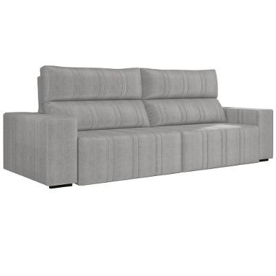Sofá Retrátil 254cm Leonel Suede Cinza Gran Belo