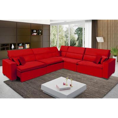 Sofá Milão 3.75x3.75m De Canto, Retrátil E Reclinável - Vermelho