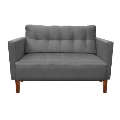 Sofá Namoradeira 2 Lugares Livia Suede Grafite Pés Chanfrado