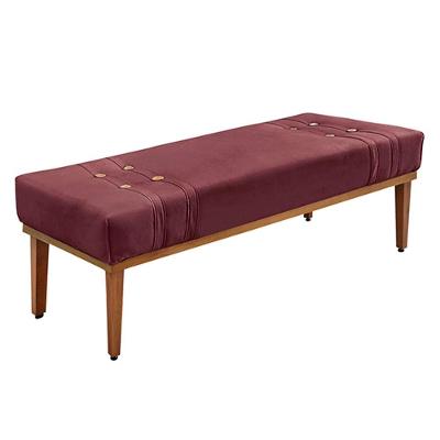 Recamier 195cm Kors Veludo Pés De Madeira Vinho
