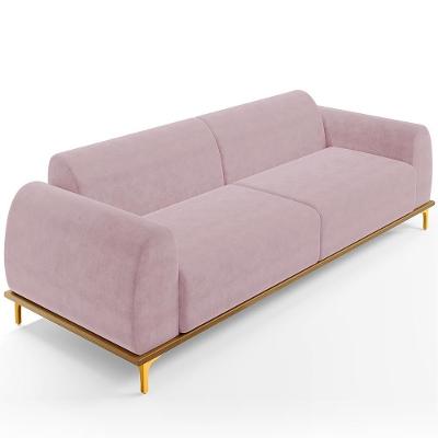 Sofá 04 Lugares Kiev 260 Cm Veludo Rosê C-305