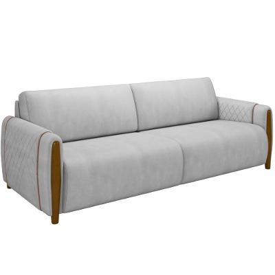 Sofá 03 Lugares 223cm Flora M03 Veludo Cinza
