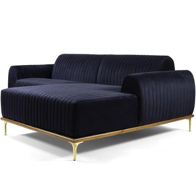 Sofá 3 Lugares Com Chaise Molino 245 Cm Azul Marinho C-287