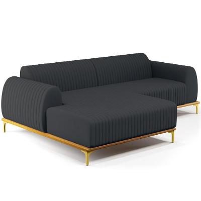 Sofá 3 Lugares Com Chaise Esquerdo 245cm Chumbo