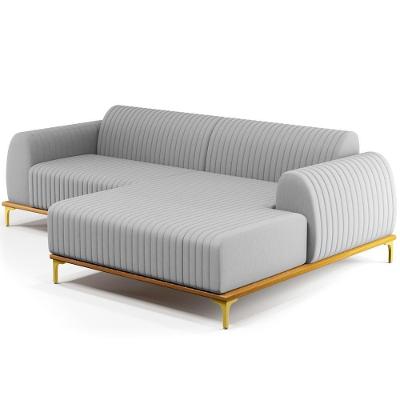 Sofá 3 Lugares Com Chaise De Estar Molino 245cm Cinza D-315