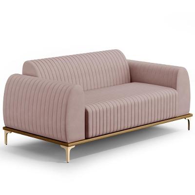 Sofá 2 Lugares Molino 150 Cm Pés D'ouro Veludo Rosê C-305
