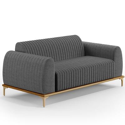Sofá 2 Lugares Molino 150 Cm Pés D'ouro Cinza Escuro C-416
