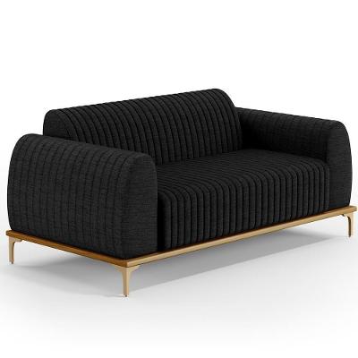 Sofá 3 Lugares Molino 180 Cm Pés D'ouro Chumbo D-465